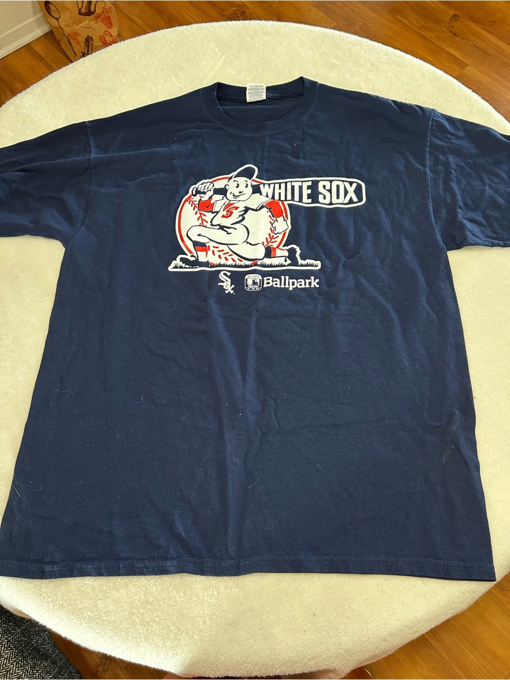Jerzees Navy White Sox Graphic Tee with Red Accent